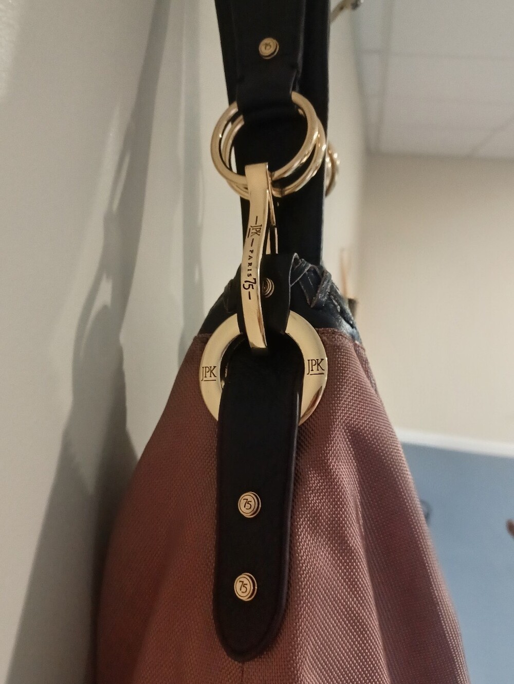 JPK Paris 75 Blush Brown Hobo with Dark Brown Leather Trim and Gold Hardware - Picture 4 of 8